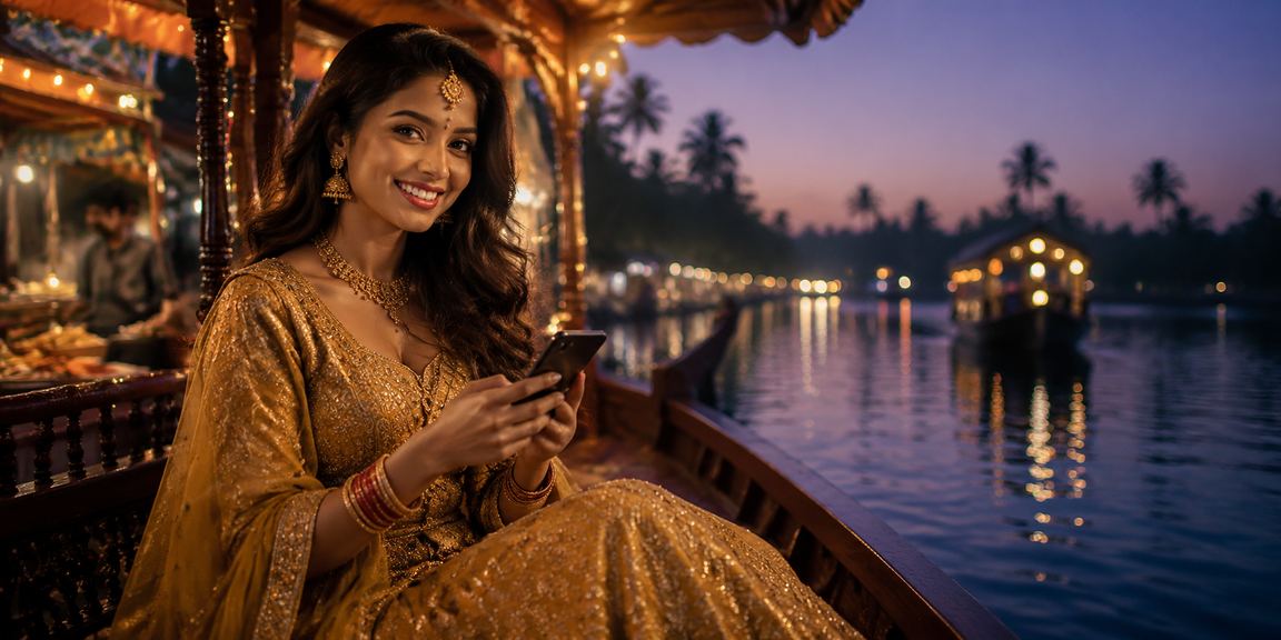 Mobile casino gaming with Kerala backwaters scenery